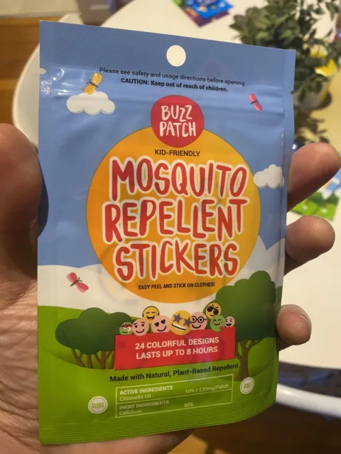 BUZZ PATCH Kids Non-Toxic All Natural Mosquito Insect Repellent Stickers 24 pack