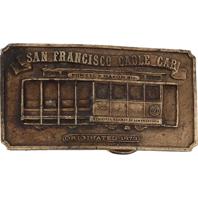 San Francisco Californie Câble Voiture Chemin Trolley 1970s Vintage Belt Boucle