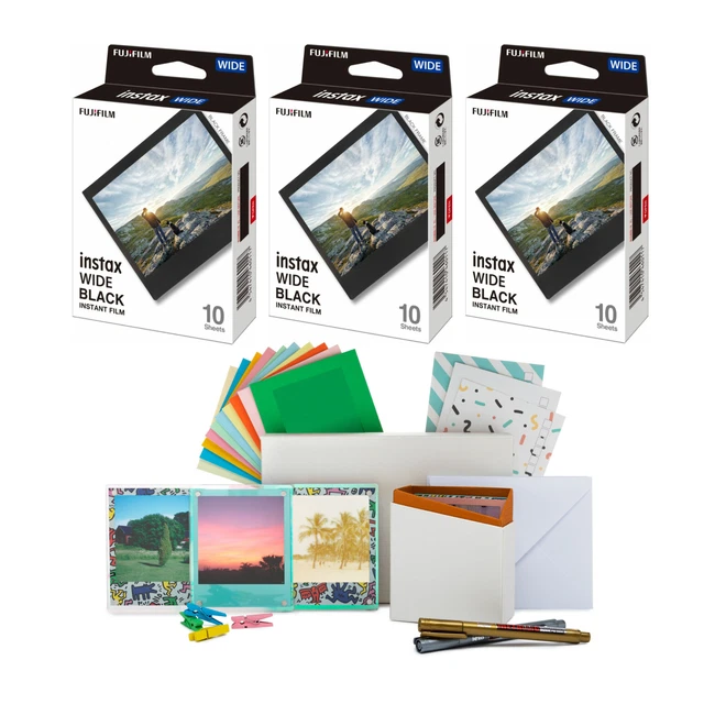 Fujifilm Instax Wide Instant Film 30 Exposures Black Frame Bundle Fujifilm Instax Wide Instant Film 30 Exposures Black Frame Bundle
