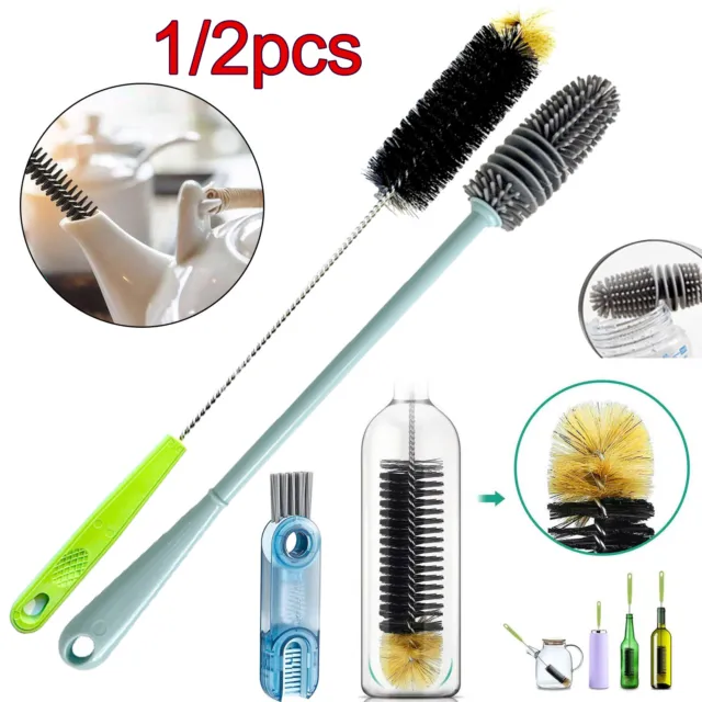 40/33cm Extra Long Bottle Brush Silicone Non-slip Handle Scrubbing Cleaning Tool