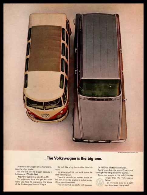 1963 VW Type 2 Bus "The Volkswagen Is the Big One" Vintage Van Print Ad