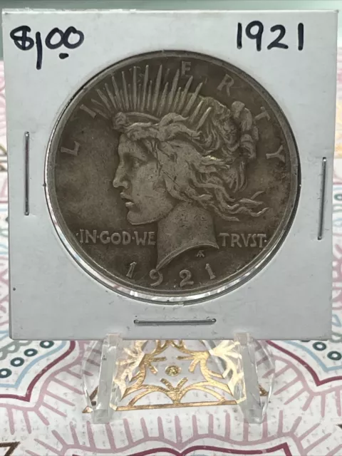 1921 Peace Dollar Semi KEY DATE First Year Issue - 90% Silver US Mint