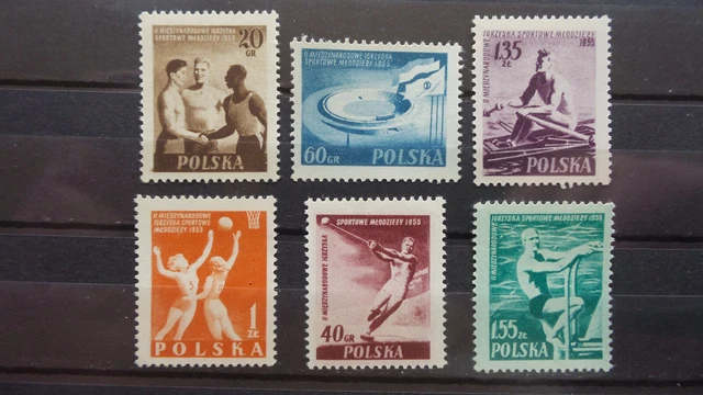 Polen 1955 / Kat. Fischer Nr. 790 B – 795 B  Postfrisch / MNH (**)
