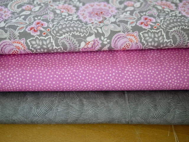 HILCO Stoffpaket Popeline Baumwollstoff EMILIE Stoff  Blumen & Punkte taupe-rosa