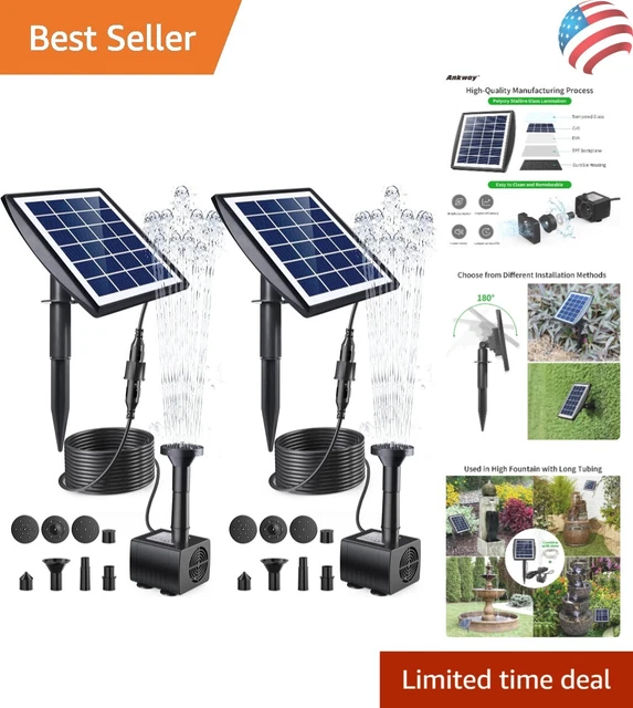 Easy DIY Outdoor Solar Fountain Pump Kit - Bird Bath, Ponds, Garden, Fish Tank