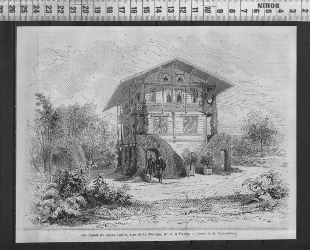 G343 / Gravure 1874 / Le Chalet De  Jules Janin  A Passy