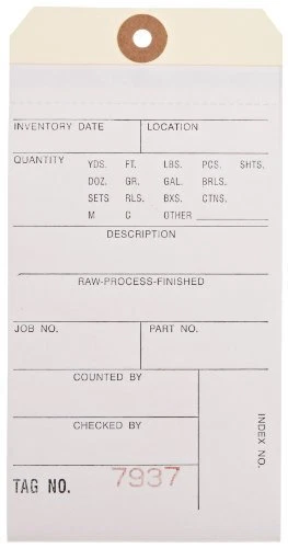 Aviditi Inventory Tags with Three-Part Carbonless 8 6 1/4" x 3 1/8" Consecuti...