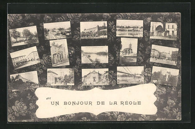 CPA La Reole, various views of the place