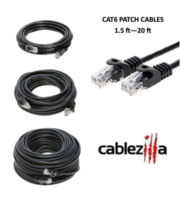 Cat6 Black Patch Cord Network Cable Ethernet LAN RJ45 UTP 1.5FT- 20FT Multi LOT