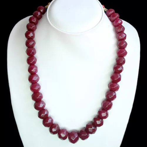 Breathtaking Quality 744.00 Cts Natural Faceted Red Ruby Beads Necklace (Rs)