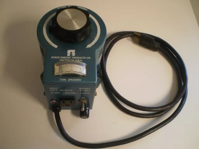 Used Staco Variable Transformer with AC Voltmeter Good Condition for 120VAC 10A