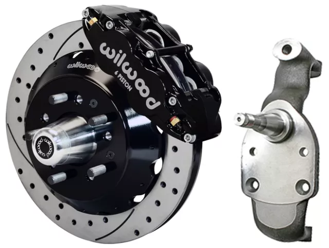 Wilwood Disc Brake Kit & 2" Drop Spindles,Front,58-70 Impala,13" Drilled,Black