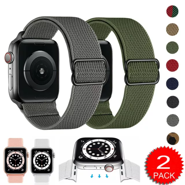 2-Pack Nylon Loop Strap Band For Apple Watch Series 7 6 5 4 3 2 SE 40/41/44/45mm