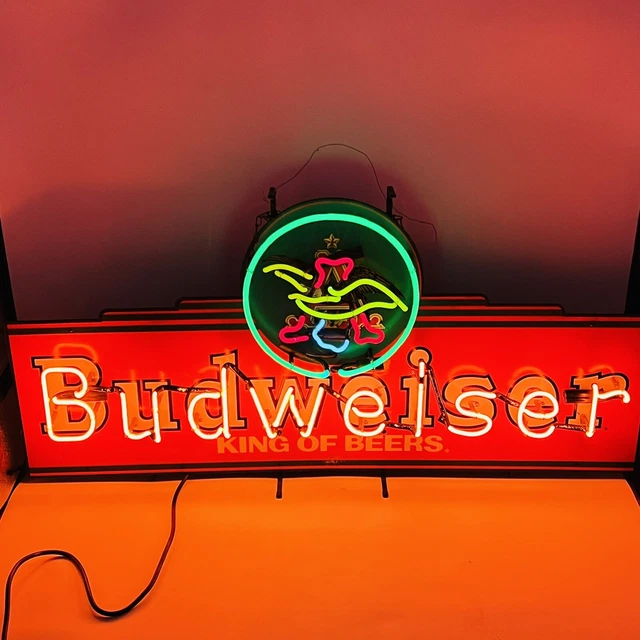 Vintage 90s Budweiser Beer Eagle Neon Bar Sign 48” Long - Excellent