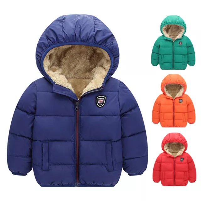 US Toddler Baby Boys Girl Winter Warm Fleece Coat Kids Outerwear Hoodie Jacket