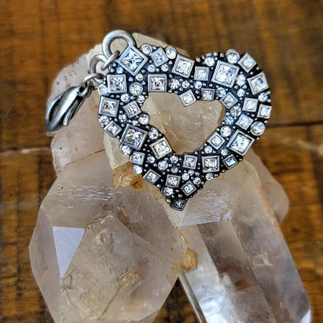 Chico's Silver Tone Pave Heart  Handbag Keychain Charm Signed