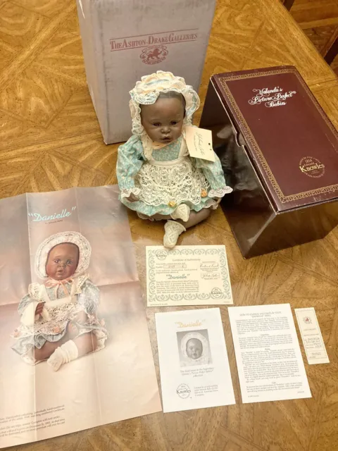 Vintage Ashton Drake Danielle Porcelain Doll #3149 With COA and Original Boxes