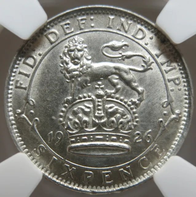 GREAT BRITAIN England 6 Pence 6P Sixpence 1926 NGC UNC Graded Silver Lion George