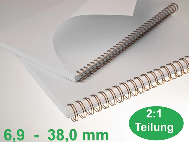 RENZ Draht-Bindeelemente, 2:1 Teilung, 19,0 mm, 23 Schlaufen (=DIN , 48,40