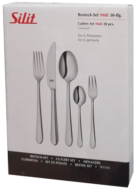 SH-RuiDu 30 in 1 Bestek Set, 6-Persoons Roestvrij Staal Elegant Zilveren Flatware Met Vorken, Messen en Lepels Voor Familievergaderingen, Restaurant Partijen, Vaatwasser Veilig SH-RuiDu 30 in 1 Bestek Set, 6-Persoons Roestvrij Staal Elegant Zilveren Flatware Met Vorken, Messen en Lepels Voor Familievergaderingen, Restaurant Partijen, Vaatwasser Veilig