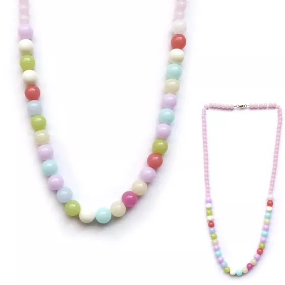 COLLIER SAUTOIR - idée cadeau - perles style bonbons pastel ROSE - MULTICOLORE