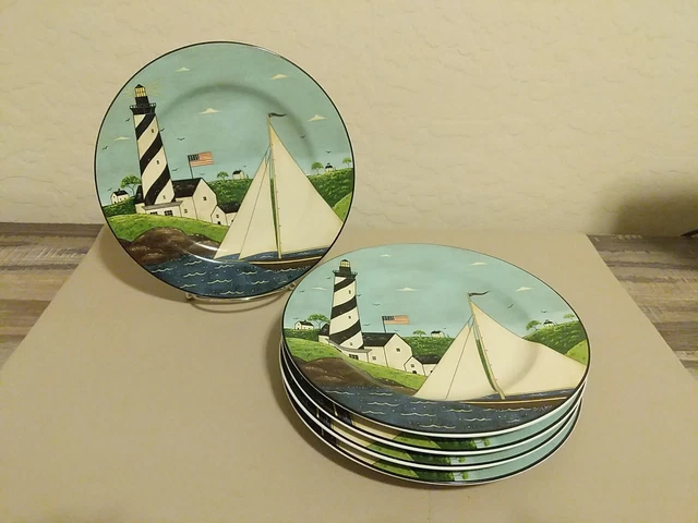 Lot Set 5 Warren Kimble 8" Salad Luncheon Plates Coastal Breeze 1998 Sakura Lot Set 5 Warren Kimble 8" Salad Luncheon Plates Coastal Breeze 1998 Sakura