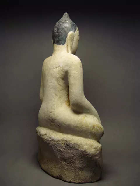 ANTIQUE BURMESE SHAN STATES MARBLE STATUE OF BUDDHA, MYANMAR, 19th C. 6