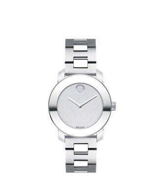 New Movado Bold Stainless Crystal Glitter Dial Womens Watch 3600568