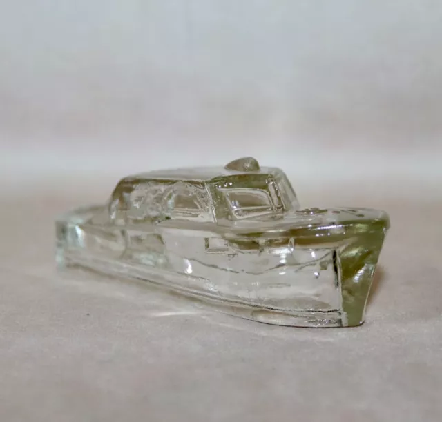 Clear Glass Boat Hollow Candy Holder ~ 4 3/4” Long 1940’s 2