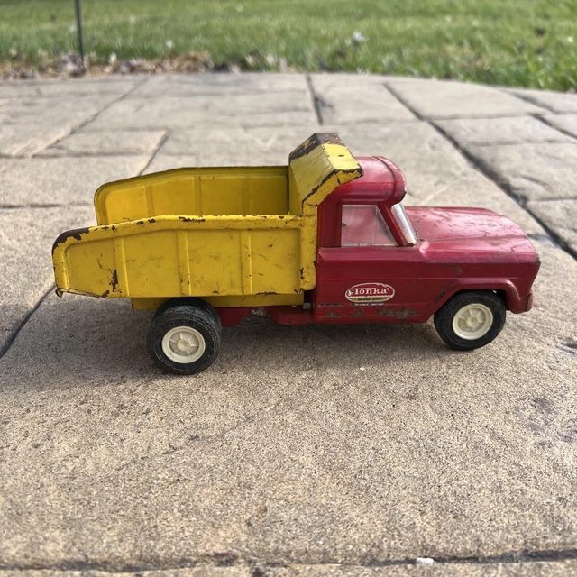 1960S TONKA RED Cab Yellow Toy Pressed Steel Dump Truck Vintage 24.99