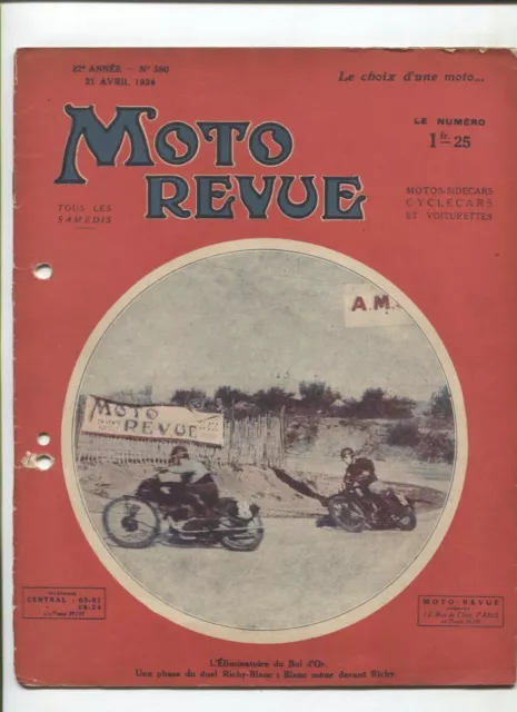 Moto Revue N°580  ;  21 avril 1934  : éliminatoire du Bol d'Or / 500 Saroléa