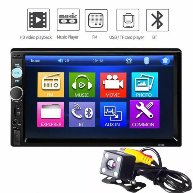 7'' Car Stereo Radio MP5 Player Double 2DIN TF AUX Touch Screen Bluetooth FM USB