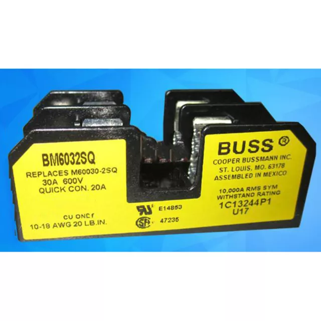 one new Bussman BM6032SQ Fuse Block 30A 600V Fuse Holder 2 Pole 10*38mm #YP1