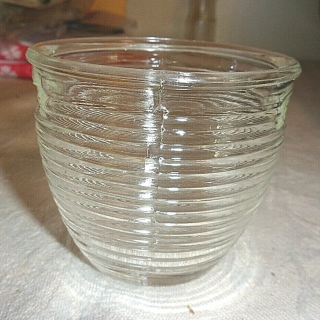 VINTAGE BEEHIVE CLEAR glass bowl grinder blender mixer top small ridged