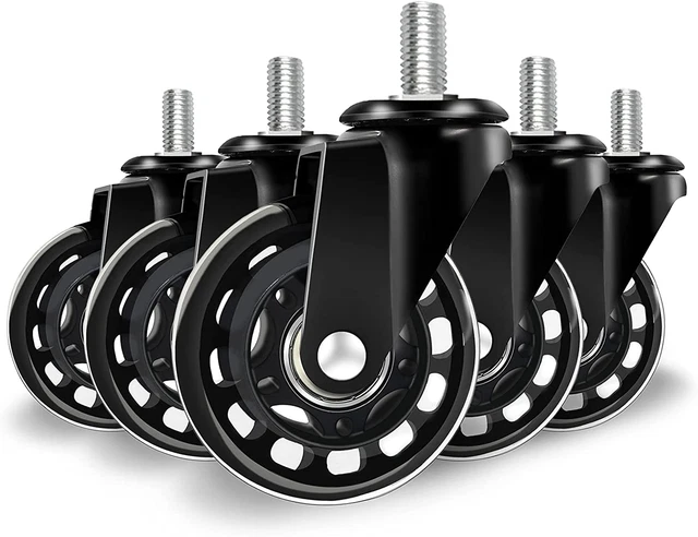 2.5″ Office Chair Caster Wheels with X20 Mm Threaded Stem, 360 2.5 In