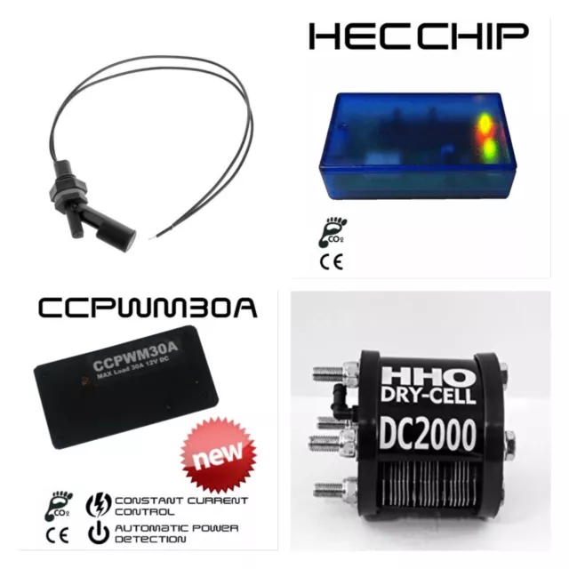 KIT HHO IDROGENO DC2000 X MOTORI 1400 A 2400 ,PWM30A ,EFIE Puce ,CAPTEUR D’EAU