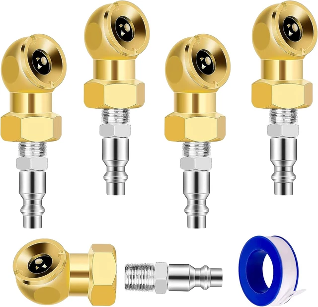 6Pcs 1/4 "Air Chuck Tire Pressure Caps Portable Air Chuck Closed Brass Ball Infl