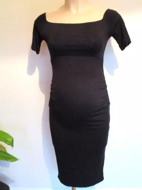 Asos Maternity Black Bardot Bodycon T-Shirt Dress Size 8