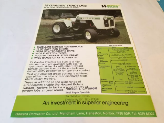 Howard BOLENS XI Garden & Lawn Tractors Original 1970s Rare Vintage Brochure