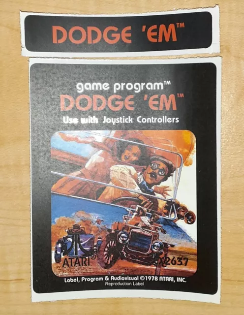 Replacement Atari 2600 Dodge 'Em Label - Machine cut peel and stick