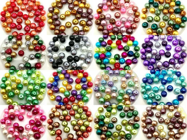10mm Glass Faux Pearls - pack of 40 round pearl beads - choice of 100 colours 2