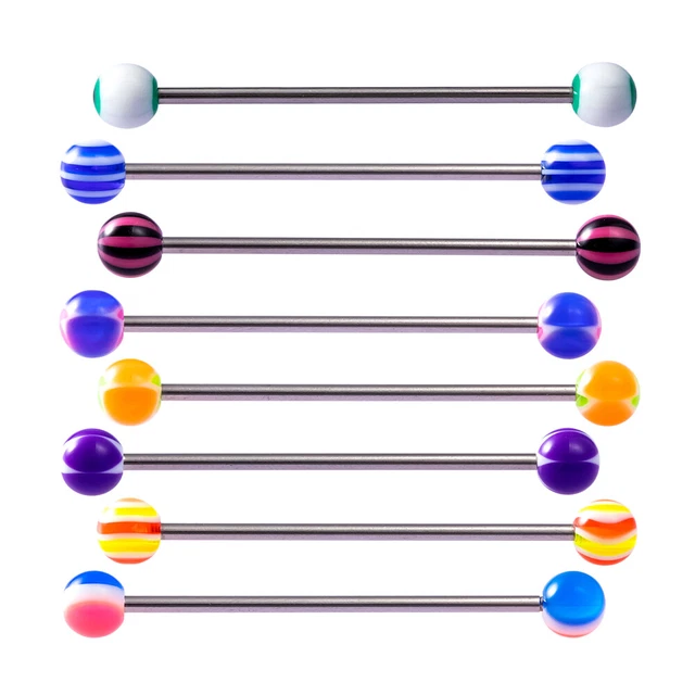 5-20pc 316L Surgical Steel Industrial Bar Scaffold Barbell Acrylic Ball Ear Ring