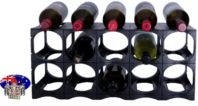 CellarStak BLACK Modular Wine Rack - 12/15 Bottles