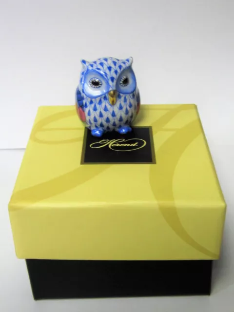 New Herend Owlet Sapphire Fishnet Figurine #Vhb3-15095 Brand Nib Save$ Cute F/Sh