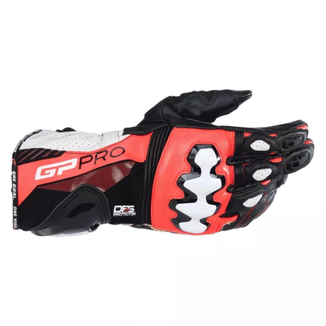 Gants Moto Alpinestars Gp Pro R4 Gloves Black Red Fluo Taille M leather Racing