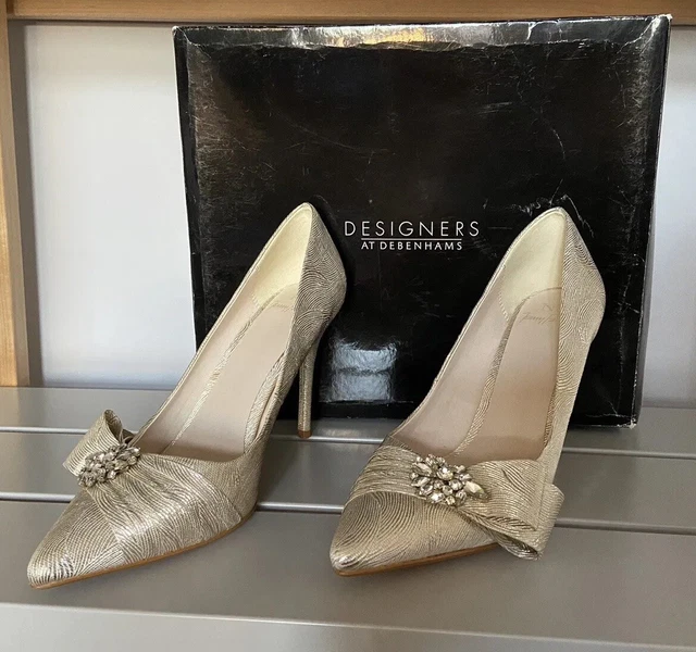 Jenny Packham No. 1 Gold High Heel UK Size 7 Stiletto Court Shoes Wedding Bridal