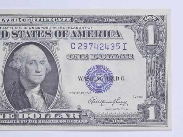 1935-E Silver Certificate $1 Blue Seal - Uncirculated US Paper Money *0192