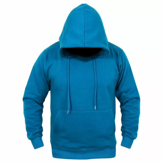 Mens Fleece Hoodie Pullover Blue Hooded Sweatshirt Long sleeve S/M/L/XL