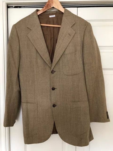 BRIONI men's blazer tan herringbone