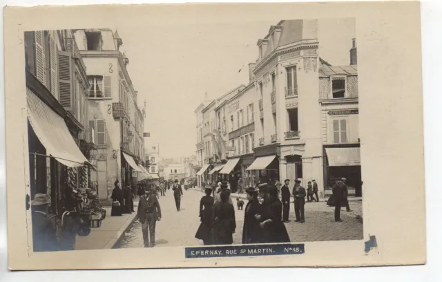 EPERNAY - Marne - CPA 51 - streets and squares - photo card P. Aubry la rue St Martin